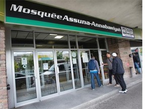 Three men prepare to enter the Assuna-Annabawiya mosque in Park Extension on Thursday. This is the mosque that Sun News and the Conservative Party chastised Liberal Leader Justin Trudeau for visiting in 2011. The criticism was unfair to Trudeau, and to Muslims, says Ihsaan Gardee. 
 .