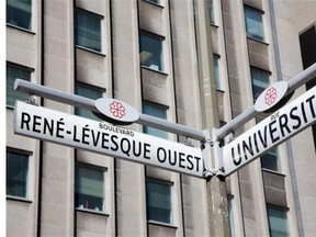 If part of University is renamed for Robert Bourassa, it would intersect with René Lévesque Blvd.