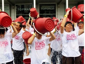 People around the world have been taking the “ice bucket challenge” for ALS, including this group in Bangkok.