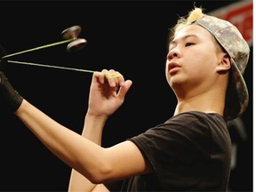A player competes during the World Yo-Yo contest in Prague, Czech Republic, Friday, Aug. 8, 2014. More than 1000 players from over 30 countries gathered in Prague to compete for the title of World Yo-Yo Champion.