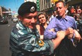 Fierte Montreal Pride's 2014 international Grand Marshall, legendary U.K. activist Peter Tatchell, is pictured here getting  arrested by Russian police at the 2007 Moscow Gay Pride march (Photo courtesy Peter Tatchell via http://www.petertatchell.net)