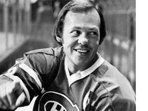 Future Hall of Famer Yvan Cournoyer wears the captain’s C freshly stitched on his jersey during the Canadiens training camp in September 1975. Cournoyer, who retired in 1979, is last Canadien to retire from the NHL as captain of the team.