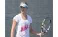 Eugenie Bouchard looks down the court during a practice session at the Rogers Cup n Montreal, Monday, August 4, 2014.