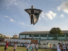 View of a Batman-shaped kite during the 30th kite-flying festival in Sao Goncalo, surburb of Rio de Janeiro, Brazil, on August 17, 2014.