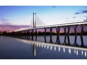 The design for the proposed new Champlain Bridge is shown in an artist’s rendering, released on Saturday May 31, 2014 in Montreal.