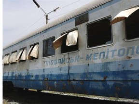 A destroyed train carriage is viewed in Ilovaisk which has endured weeks of heavy fighting recently on September 12, 2014 in Ilovaisk, Ukraine. Ilovaisk, which is about an hour outside of the separatist held city of Donetsk, saw sustained shelling in August and is still the site of fighting between Ukrainian troops and the Russian backed separatists. Despite a declared ceasefire between separatists forces and the Ukrainian military, tensions on the ground are still high throughout the east of the country. Sporadic shelling is heard in Donetsk daily and gunfire in the port city of Mariupol. The city of Donetsk has only around 300,000 people remaining out of a population of 900,000 due to the fighting.