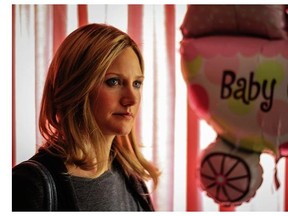 Ruth (Sonja Bennett) pretends to be pregnant so she can fit in with her circle of child-rearing friends in Preggoland, directed by Jacob Tierney.