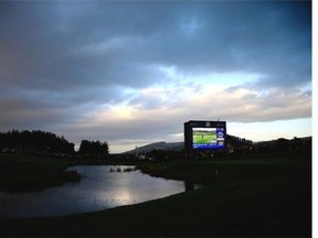 A general view of the 16th hole during the Afternoon Foursomes of the 2014 Ryder Cup on the PGA Centenary course at the Gleneagles Hotel on September 26, 2014 in Auchterarder, Scotland.