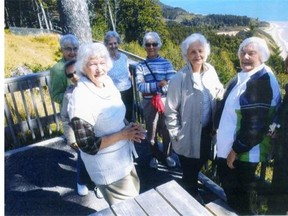 Les Girls 2012 reunion in Fundy Park, New Brunswick. Front left, Eleanor Peterson, Barb Hanson behind her and Pat Bilton behind her; Jean Smith,  Anne Denholm, Eva Broad, Shirley Bradley, Marg Chiarella.

Les Girls 2012 reunion in Fundy Park, New Brunswick. Front left, Eleanor Peterson, Barb Hanson behind her and Pat Bilton behind her; Jean Smith,  Anne Denholm, Eva Broad, Shirley Bradley, Marg Chiarella.