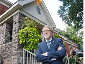 Hampstead Mayor William Steinberg standing in front of the city hall on Queen Mary Rd. last week, days ahead of last Sunday’s birthday celebration.