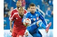 Impact’s Jack McInerney, right, and San Jose Earthquakes’ Pablo Pintos battle for the ball in Montreal on Saturday.