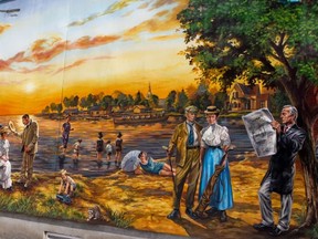 Section of Pointe-Claire Village mural unveiled in 2012.