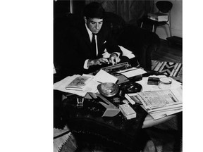 Leonard Cohen at work in Montreal in the autumn of 1963. (From Gazette files)