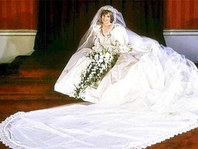 Diana, Princess of Wales, in her wedding dress on July 29, 1981