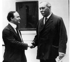 Magician Harry Houdini, left, had a strong friendship with author Sir Arthur Conan Doyle, the creator of Sherlock Holmes.