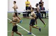 Montreal Canadiens David Desharnais, bottom left, Michael Bournival, top left, P.K. Subban and an unidentified player, 2nd from right, run endurance tests during team practice at the Brossard Sports complex in Montreal on Thursday September 18, 2014.