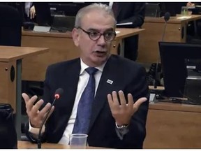 Robert Lafrenière, head of the Unité Permanente Anti Corruption (UPAC) testifies at the Charbonneau Commission Sept. 16, 2014.