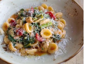The orecchiette with rapini and sausage worked because the pasta and greens were kept al dente.
