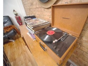 A portable record player in the living room of the home of Marie-Pier Veilleux in Montreal, on Thursday, August 14, 2014.
