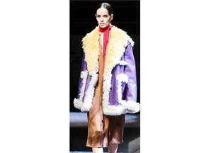 Prada offered sheepskin jackets in psychedelic colours that could come from the hippie caravan playbook.