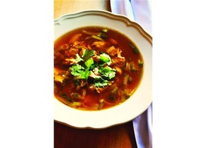 A rich bronze colour enhances the appeal of this lively chicken and leek soup. Photo courtesy of Appetite by Random House.