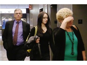 Sentencing arguments were heard for Emma Czornobaj, the woman who killed two people when she stopped her car on a highway to try to help some ducks, at the Palais de Justice in Montreal, on Friday, September 19, 2014. The Crown asked for a nine-month sentence in prison, 240 hours of community service and a five-year ban on driving.