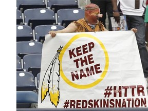 A fan shows his support for the team name at Reliant Stadium on September 7, 2014 in Houston, Texas.