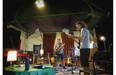 Simon Kearney, left, and Christophe Hamel check out the sound in the rechristened Grand Lodge No. 24. “Big rooms like that are usually annoying, because there’s a lot of reverb,” Emery Street Studios project manager and producer Seb Black says. “But there’s something unique about this room — it’s got a lot of decay to it, but there’s no reverb; it doesn’t bounce back.”