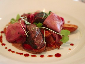 Chef Martin Juneau's smoked and grilled Outaouais bison at Pastaga Restaurant. (Photo by Amie Watson)