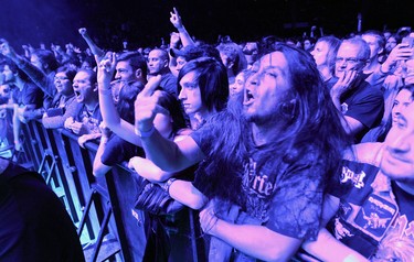 Judas Priest fans watch concert at the Bell Centre in Montreal Monday October 06, 2014.  (John Mahoney  / THE GAZETTE)