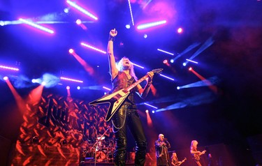 Judas Priest guitarist Richie Faulkner in concert at the Bell Centre in Montreal Monday October 06, 2014.  (John Mahoney  / THE GAZETTE)