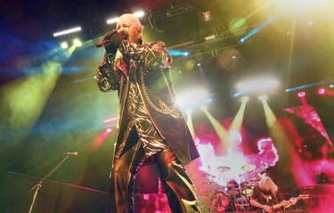 Judas Priest singer Rob Halford in concert at the Bell Centre in Montreal Monday October 06, 2014.  (John Mahoney  / THE GAZETTE)