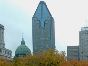 A view of a few of the buildings in downtown Montreal.