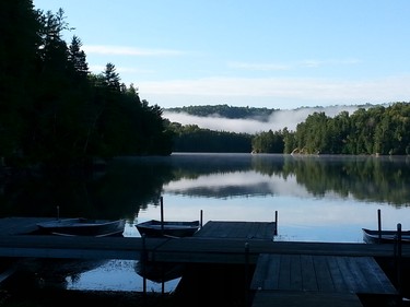 Early morning fog over Lac Croche, Qc