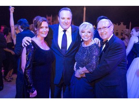 All in the family: Katerine Rocheleau and husband Guy C¾¥t¾© (both from National Bank Financial) with lady of the hour Lise Watier and husband Serge Rocheleau at the 3rd Annual Benefit Ball for the Lise Watier Foundation.  (Fiusha Studio for Diary of a Social Gal).