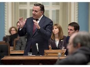 Coalition Avenir Quebec leader Francois Legault speaks during question period Wednesday, October 8, 2014 at the legislature in Quebec City. THE CANADIAN PRESS/Jacques Boissinot