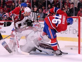 The Canadiens' P.K. Subban scores his second goal of the game on Colorado Avalanche goalie Calvin Pickard at the Bell Centre on Oct. 18, 2014. The Canadiens won 3-2