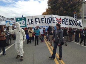 The marchers came from different corners of the province to speak out against TransCanadas plans to build an international oil port in Cacouna, near Rivière-du-Loup, and a pipeline to carry crude from the Canadian West to Quebec.