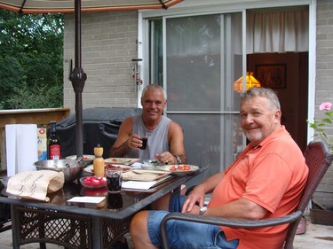 Enjoying nice food on the patio.