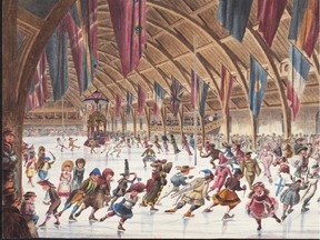 Fancy Ball at the Victoria Rink, 1865-66. Montreal's Victoria Rink is where the first organized game of modern ice hockey was played on March 3, 1875. It was located between Stanley and Drummond Sts., just north of René-Lévesque Blvd.