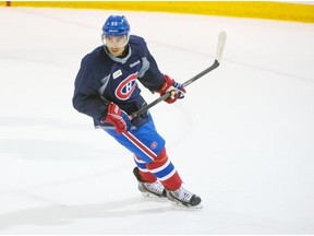 Francis Bouillon skates during practice at the Bell Sports Complex in Brossard on Thursday. (Peter McCabe / THE GAZETTE)