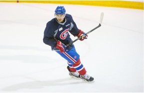 Francis Bouillon skates during practice at the Bell Sports Complex in Brossard on Thursday. (Peter McCabe / THE GAZETTE)