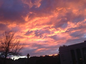 A photo of Thursday night's pink sky in Hampstead, Montreal.