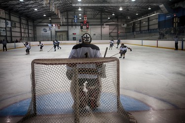 A view from behind the net.