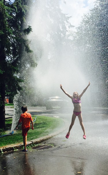 Kids on Jordan street in Roxboro found a way to beat  the  July 31st heat when a temporary water main was damaged.