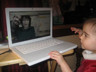 Tayler Grace Skyping with her great Aunt Liz and great Uncle Alan.