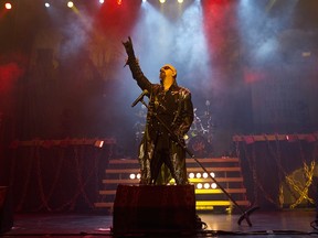 Rob Halford from the band Judas Priest performs during show at the Bell Centre in Montreal in 2011.