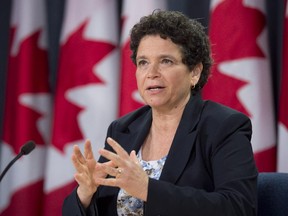 Environmental Commissioner Julie Gelfand speaks about the 2014 Fall Report of the Commissioner of the Environment and Sustainable Development at a news conference in Ottawa on Oct. 7, 2014.