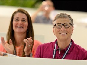 Bill and Melinda Gates watch their daughter Jennifer perform during The Hollywood Reporter Trophy class in Los Angeles in September.