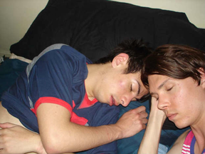 Luka Magnotta, on trial for the killing of Concordia student Lin Jun, is pictured with an unidentified man (left) in a screen grab from a 2012 video.